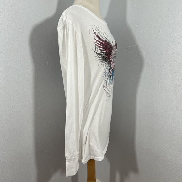 Stranded Shirt Womens L White Wings Burnout Graphic Crew Y2K - Picture 4 of 8